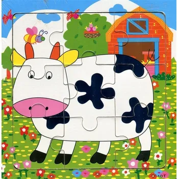 puzzle pro nejmenší Dřevěné puzzle Zvířátka: Kráva 9 dílků