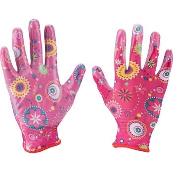 Pracovní rukavice Zahradní polyesterové rukavice Extol Lady, polomáčené v nitrilu velikost 8"