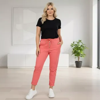 Dámské kalhoty Dámské pružné lososové kalhoty Mio Moda J1724