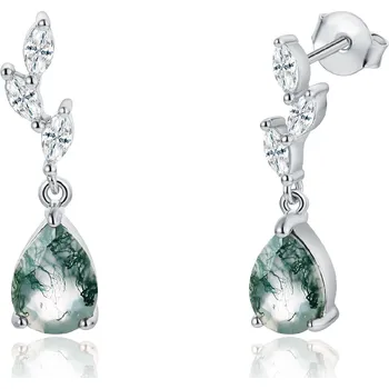 Náušnice Olivie Stříbrné náušnice MECHOVÝ ACHÁT 8401 Ag 925; ≤2,4 g.