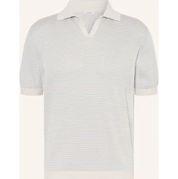 Pánská košile Agnona Pánské Pletené Polo Tričko S Lnem, světle šedá / tmavě...