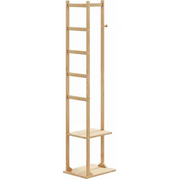 Věšák vidaXL Stojan na kabáty s háčky a policemi 38,5x30x156 cm bambus [4008918]
