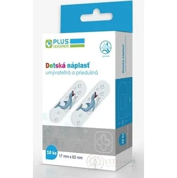 Náplast PLUS LÉKÁRNA Náplast dětská jemná, prodyšná, omyvatelná, 17 x 62 mm, 10 ks