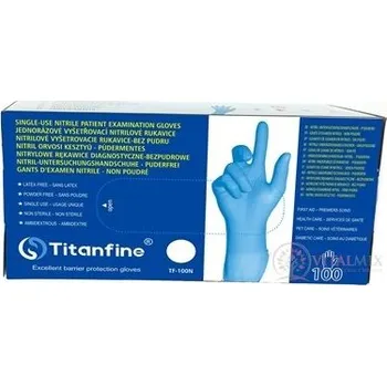 Pracovní rukavice Titanfine Nitrilové vyšetřovací rukavice velikost M, bez pudru, 100 ks