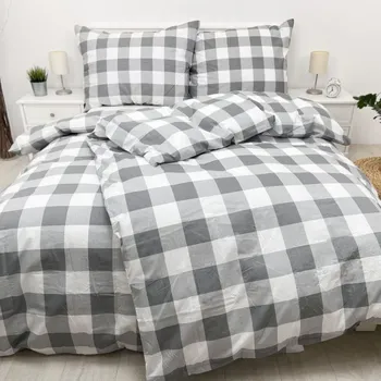 Povlečení Bavlněné povlečení 140x200 Káro šedé II.jakost Zapínání: zip