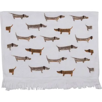 Utěrka Bílý kuchyňský froté ručník s jezevčíky – 40x66 cm