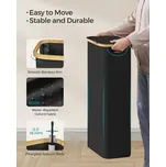 Úzký koš na prádlo 65 l, černý, bambusový okraj