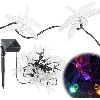 Venkovní osvětlení KIK Solární zahradní osvětlení vážka 6,5 m 30LED multicolour