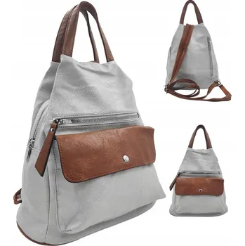 Kabelka Batoh dámský batoh-kabelka šedý s hnědou z eko kůže nastavitelné popruhy