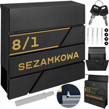 Poštovní schránka POŠTOVNÍ SCHRÁNKA NOVINY POŠTOVNÍ ČERNÁ + ZLATÝ VZOR