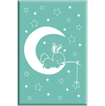 Dřevěné razítko Aladine velikost D - králíček na měsíci