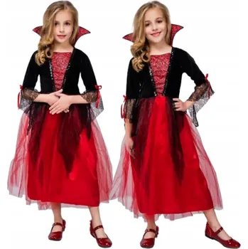 Karnevalový kostým KOSTÝM PŘEVLEK UPÍRKA KOSTÝM UPÍRKY NA HALLOWEEN 104 110