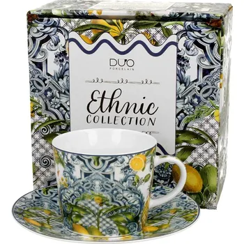 DUO porcelain Šálek s podšálkem 240 ml - Ethnic collection - Soledad