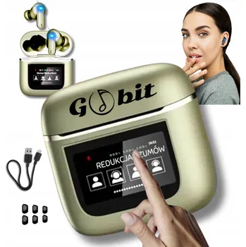 Sluchátka SŁUCHAWKI BEZPRZEWODOWE DOKANAŁOWE BLUETOOTH ZLATÁ ŠPUNTY ANC TWS USB-C