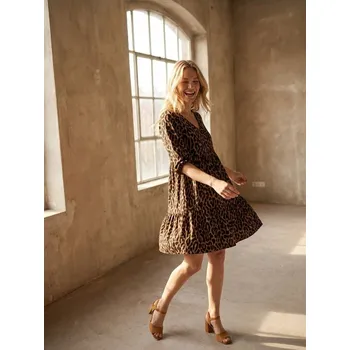 Dámské šaty Sinsay - Mini babydoll šaty s leopardím vzorem - hnědá - 208GY-88X - 208GY-88X-XL