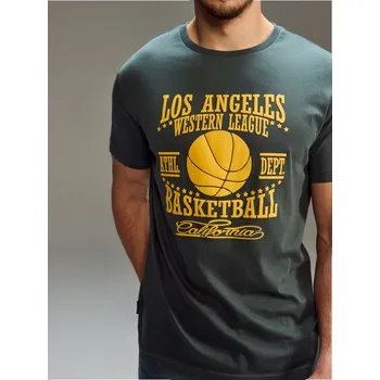 Sinsay - Bavlněné oversize tričko s potiskem - zelená - 256HL-67X - 256HL-67X-XL