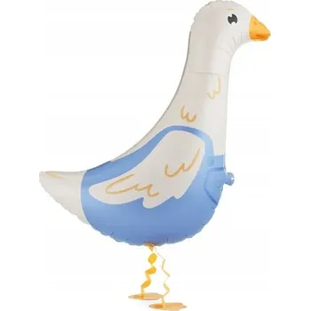 Balónek Fóliový balónek Husa v barvě slonové kosti ve světle modrých kraťasech