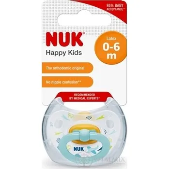 dudlíky NUK DUDLÍK CLASSIC HAPPY KIDS V1-Latex Box utišující, velikost 1 (0-6 měsíců), různé barvy, 1 ks