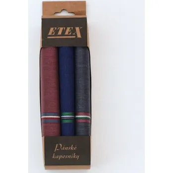 ETEX Pánské látkové kapesníky v malé krabičce M6 - 3 kusy