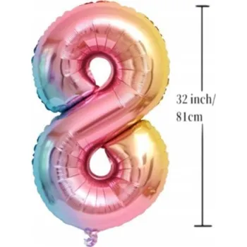 Balónek Fóliový balónek ČÍSLICE 8 Narozeniny Oslava Party Multikolor 81 cm (32 palců)