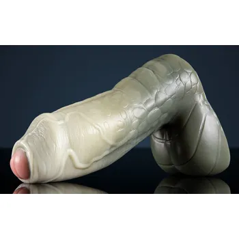 Dildo Weredog Nile Dildo Signature Extra Large, prémiové zeleno-krémové silikonové dildo 28,5 x 8,4–9,2 cm