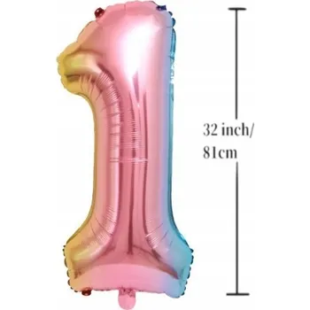 Balónek Fóliový balónek ČÍSLICE 1 k narozeninám, oslavě, párty, vícebarevný, 81 cm (32 palců)