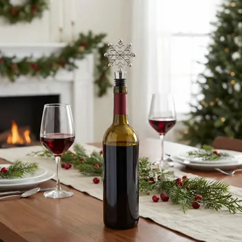 Vánoční zátka na víno ALTOM DESIGN ŚNIEŻYNKA 11 cm stříbrná