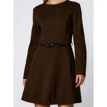 Dámské šaty Sinsay - Klasické mini šaty s páskem a viskózou - hnědá - 935EY-88X - 935EY-88X-XL