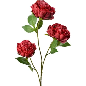 umělá květina Umělá rostlina tři červené pivoňky – 80 cm