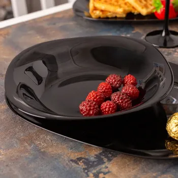 Talíř Hluboký skleněný talíř ALTOM DESIGN BLACK HARMONY 22,5 cm černý