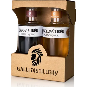 Likér GALLI DISTILLERY Dárkové balení KÁVOVÝ LIKÉR 20% a MANDLOVÝ LIKÉR 25%