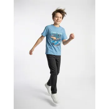 Chlapecké oblečení Sinsay - Bavlněná košilka s potiskem Italian Brainrot Tralalero Tralala - modrá - 973DX-55X - 973DX-55X-128