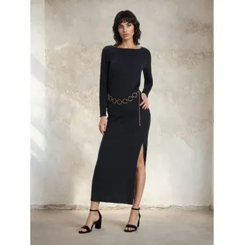 Dámské šaty Sinsay - Žebrované maxi šaty s páskem s kroužky - námořnická modrá - 101GY-95M - 101GY-95M-XL