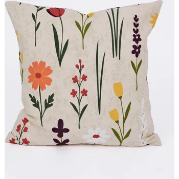 Bavlněný povlak na polštář Renforcé 40 × 40 cm - Rozkvetlá louka přírodní