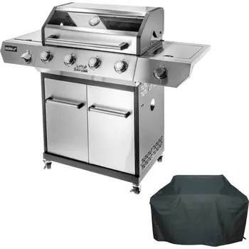 Zahradní gril Dedra plynový gril Batory NG1000, 17kW, 5 hořáků, nerezový s průhledným víkem + vařič, skříň (Plynový gril DEDRA NG1000 Batory 1000 | 4+1 hořáků | 17 kW | Litinový rošt | Okénko v poklopu | Kód: NG1000)