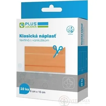 Polštář PLUS LÉKÁRNA Náplast klasická textilní s polštářkem, 6 x10 cm, 10 ks