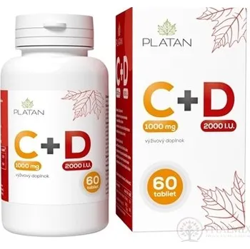 Přírodní produkt PLATAN Vitamin C 1000 mg + D 2000 IU tbl s postupným uvolňováním 60 ks