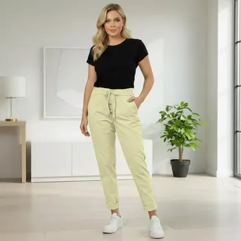 Dámské kalhoty Dámské pružné žluté kalhoty Mio Moda J1726