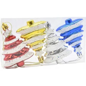 Vánoční dekorace Vánoční Baňky tvarované Stromeček 9 cm 4 ks