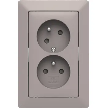 vypínač ABB Zásuvka dvojnásobná s ochr. kolíky, s clonkami, s natočenou dutinou (5513T-C02357 144)