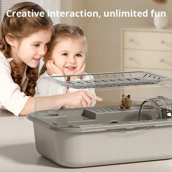 Klec domeček pro křečka, šedá barva