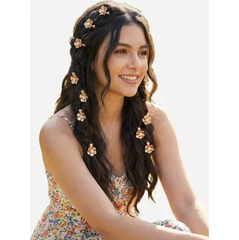 Souprava šperků B-TOP Sada 10 ks zlatých květinových spon do vlasů