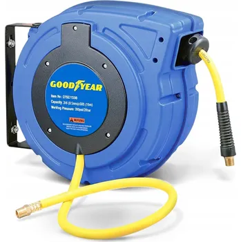 Zahradní hadice Pneumatická spirálová hadice 15 m 20 bar 3/8 palce Goodyear s navijákem