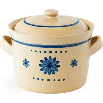 Hrnec hrnec 1L s uchem a poklicí světlý - kameninový hrnec (ruční výroba)