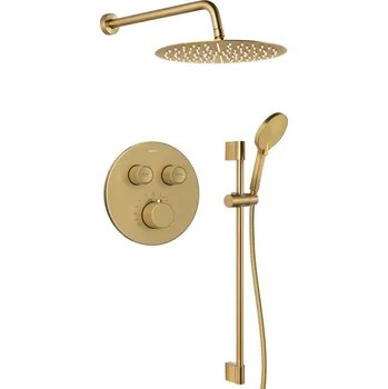 Sprchový set Sapho SMART SELECT podomítkový sprchový set s termostatickou baterií 2 výstupy posuvný držák sprchy zlato mat RP032GB-02