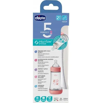 Kojenecká láhev CHICCO Lahev kojenecká Perfect5 silikon 240 ml holka