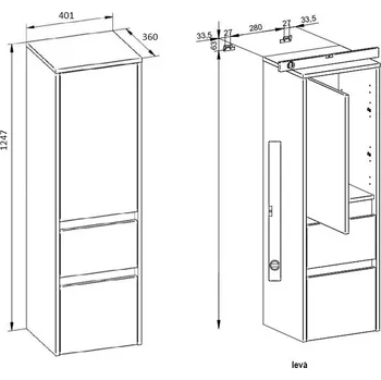 Koupelnový nábytek EBS Vysoká skříňka Duomo 40 cm: Maximální úložný prostor v luxusním matu, Černá provedeni: levá