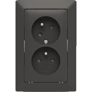 vypínač ABB Zásuvka dvojnásobná s ochr. kolíky, s clonkami, s natočenou dutinou (5513T-C02357 137)