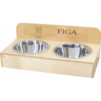 Miska pro psa Stojan na misky dvojitá dřevěná miska pro psa s JMÉNEM