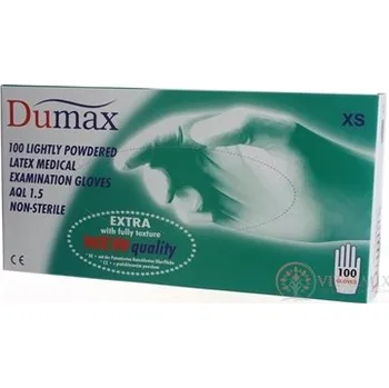 Pracovní rukavice Lalan DUMAX RUKAVICE latexové vyšetřovací nesterilní pudrované, velikost XS; 100ks